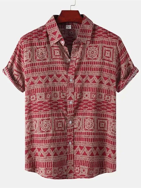 Urban Ethnic Fashion - Camicia da uomo a maniche corte