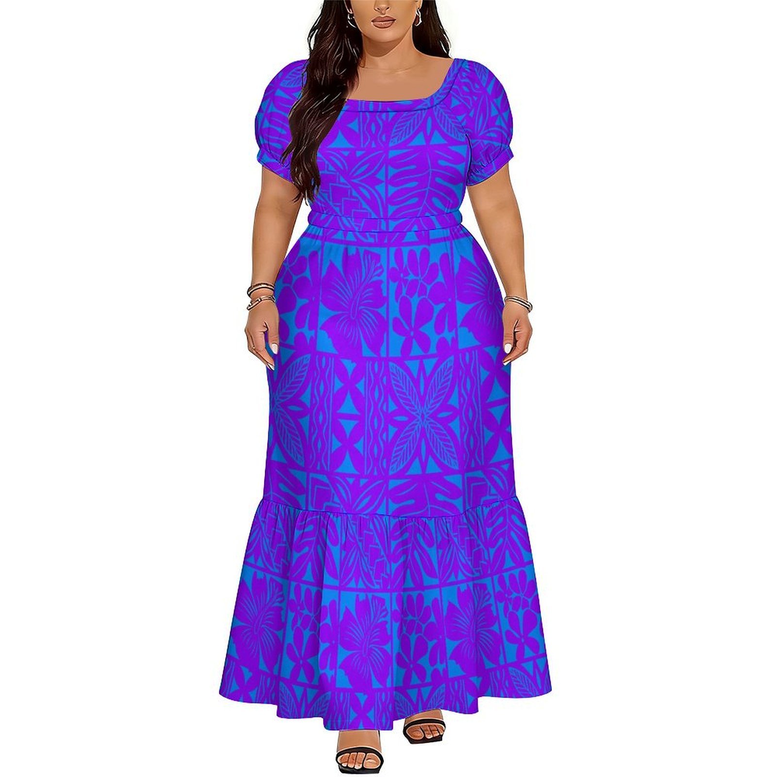 Ethnic Style Dresses - Abito Lungo Elegante con Scollo a